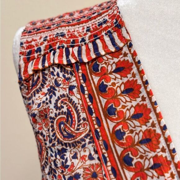 Veronica Beard Floral Paisley Cox Mini Dress Red Blue Medium Smocked V-Neck.NWT. - Picture 5 of 10